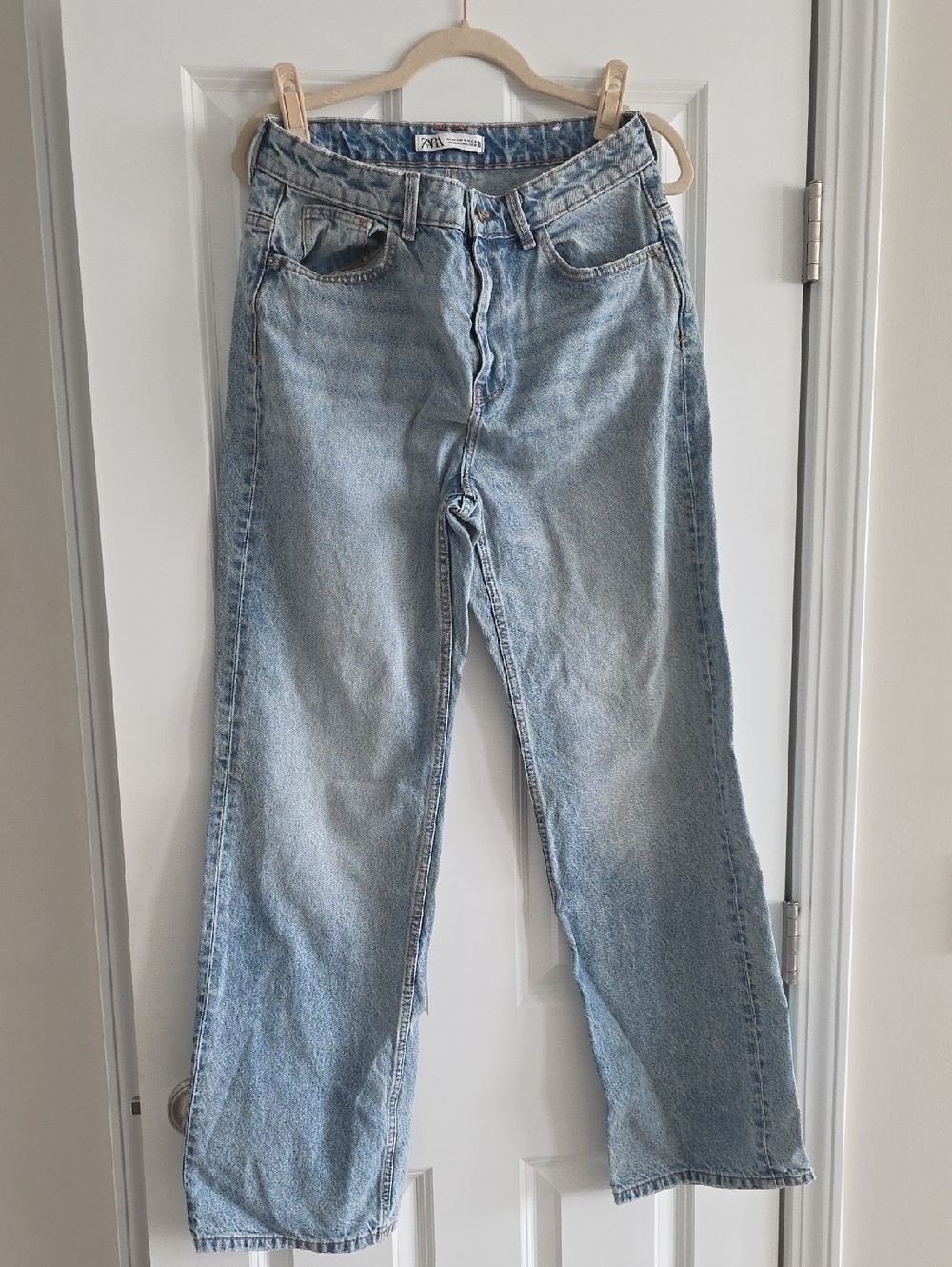 Zara Light Blue Straight-Leg Jeans - Picture 1 of 6